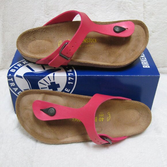 Birkenstock GIZEH Birko Flor Graceful Dark Pink 40 R US W 9 M 7 - Picture 1 of 10